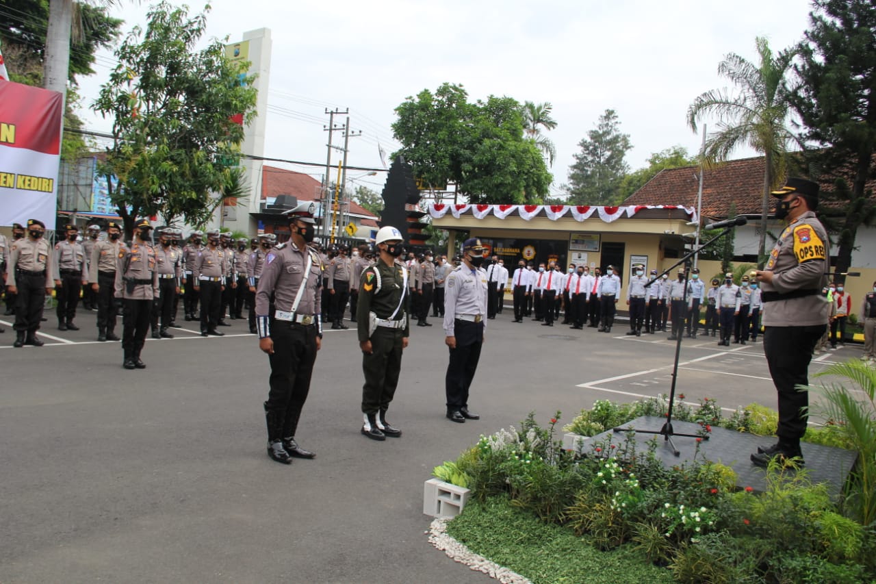 PPKM Darurat, Polres Kediri Kota Laksanakan  Gelar Pasukan Operasi Aman Nusa II Lanjutan 